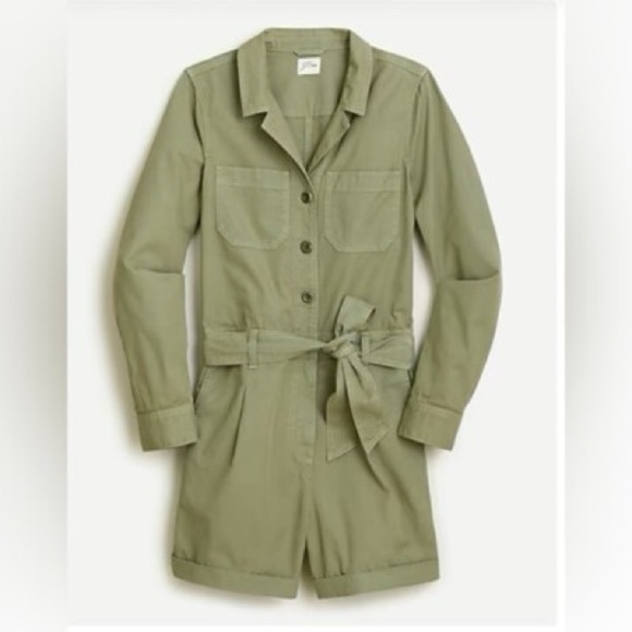 J. Crew Pants - J.Crew khaki foundry Chino short classic coveralls long sleeve romper size 6